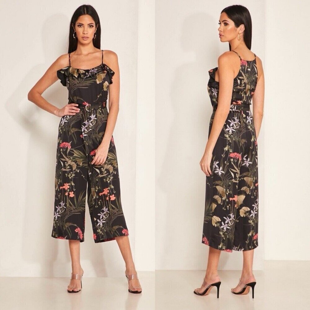BNWT Ted Baker London Calline Floral Ruffle Jumpsuit Wide Leg